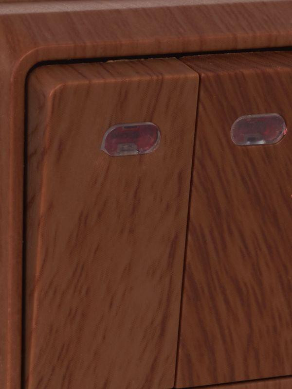 Выключатель 2-кл. ОП Октава 10А IP20 ВС20-2-1-ОД с индикацией дуб IEK EVO21-K04-10-DC