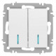 Выключатель 2-кл. СП Accent 6-105-01М 10А IP20 250В с подсветкой AL/CU бел. матов. Intro Б0063507