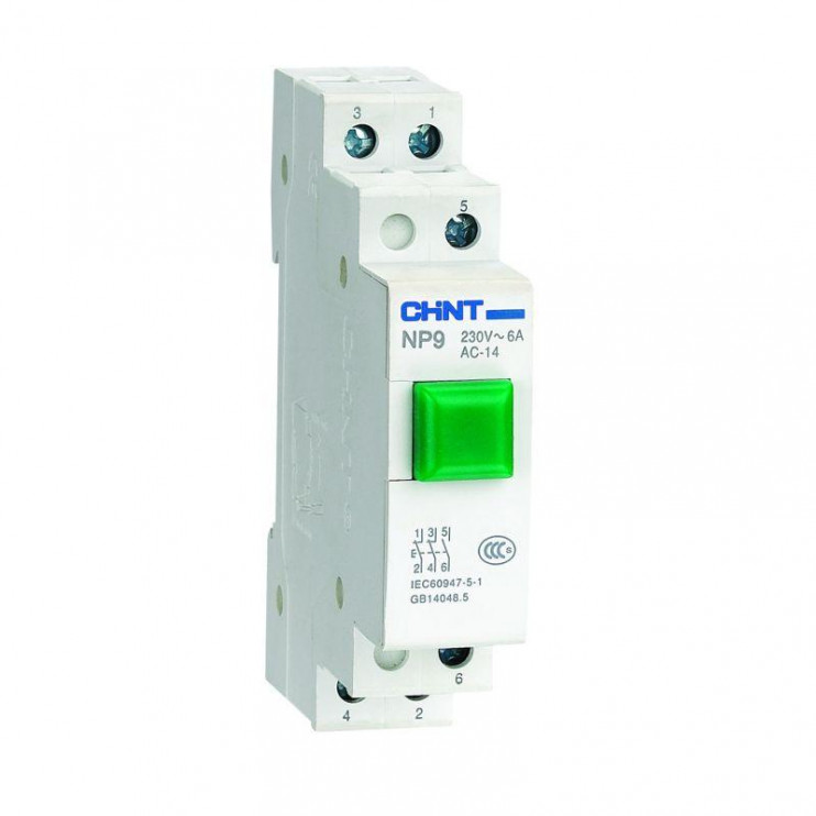 Кнопка модульная NP9-10/1 без подсветки 1НО зел. (R) CHINT 584052