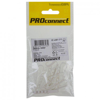Дюбель-хомут 5-10 для круглого кабеля бел. (уп.10шт) PROCONNECT 07-4501-2-9