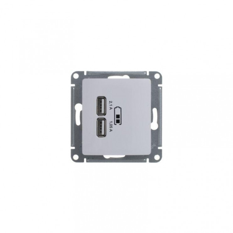 Розетка USB 2-м СП Glossa тип A+A 5В/2.1А 2х5В/1.05А механизм бел. SE GSL000133