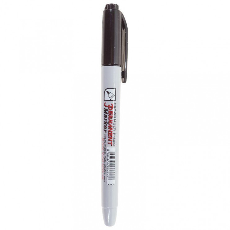 Маркер перманентный "Multi Marker Super Slim" 1мм пулевидный черн. Crown 08-8001
