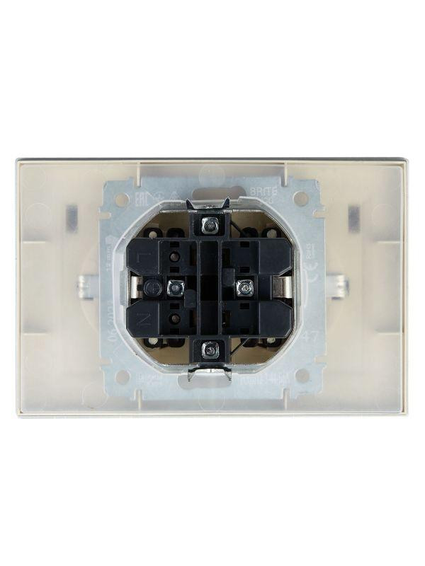 Розетка 2-м СП BRITE РСбш12-3-44-БрА 16А в сборе IP44 с крышкой алюм. IEK BR-R26-16-44-K47-F