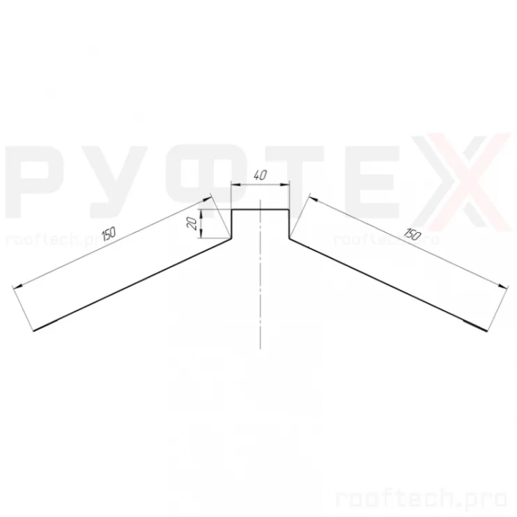 Конек плоский с полкой 150х40х2000мм RAL