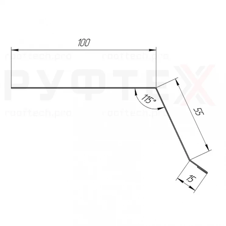Планка капельник 100х55х15х2000мм RAL