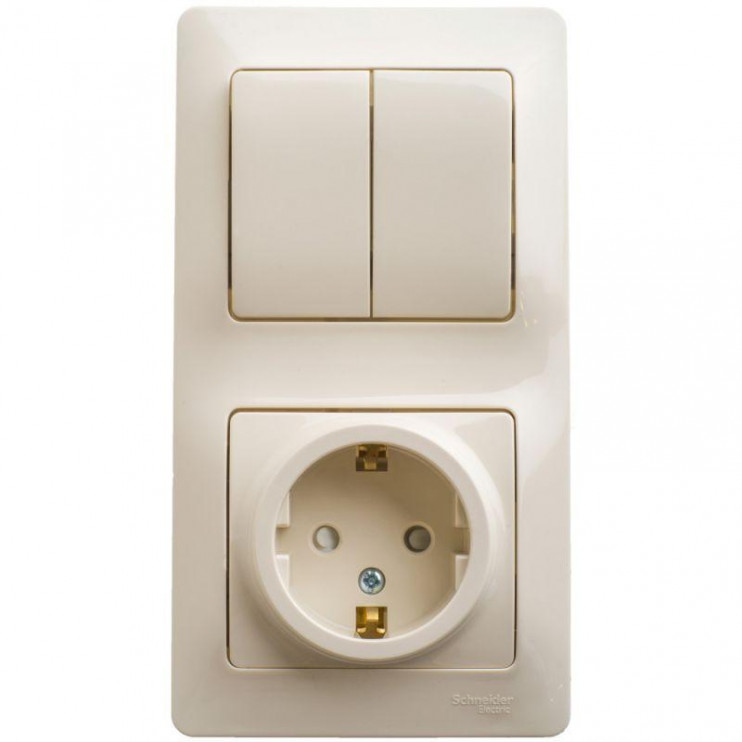 Блок комбинированный Glossa (розетка защ. шторки с заземл.+ 2-кл. выкл.) беж. SE GSL000274