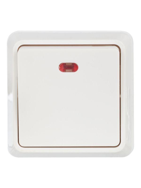 Выключатель 1-кл. ОП Октава 10А IP20 ВС20-1-1-ОБ с индикацией бел. IEK EVO11-K01-10-DC