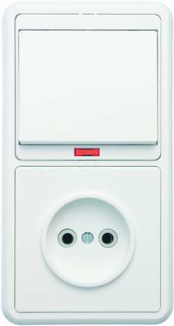 Блок БКВР-214 Бэлла (1-кл. выкл. с инд. + розетка) бел. Кунцево 5817