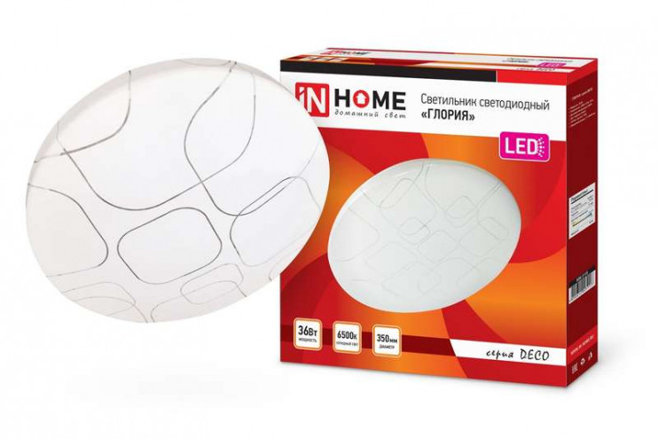 Светильник светодиодный DECO ГЛОРИЯ 36Вт 6500К 3240лм 230В 380х55мм IN HOME 4690612025117