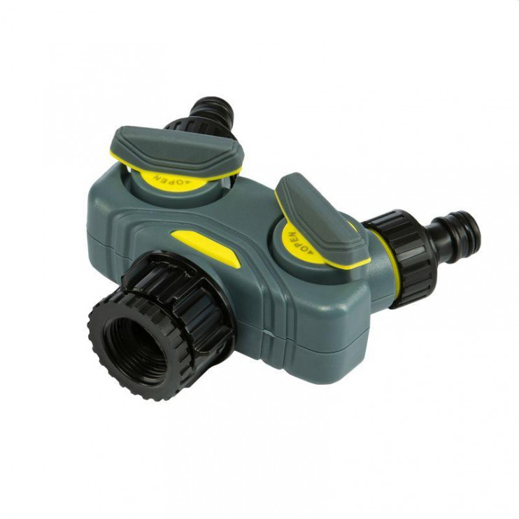 Разветвитель 2-х канальный на кран 1/2дюйм-3/4дюйм ЧЕТЫРЕ СЕЗОНА 62-0223-F