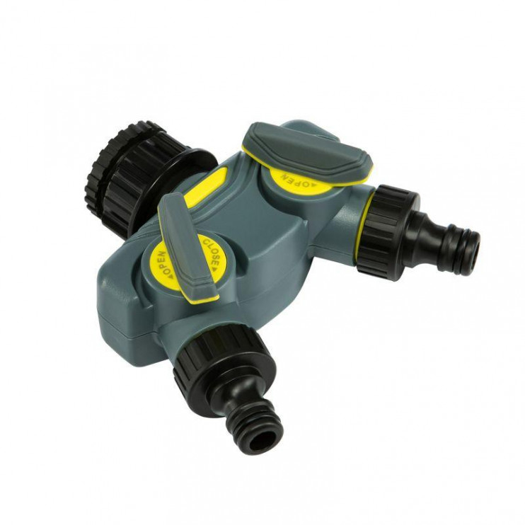 Разветвитель 2-х канальный на кран 1/2дюйм-3/4дюйм ЧЕТЫРЕ СЕЗОНА 62-0223-F