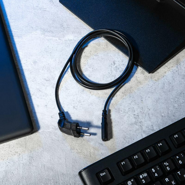 Шнур сетевой 1.5м 2х0.75кв.мм угловая вилка (уп.10шт) Rexant 11-1104