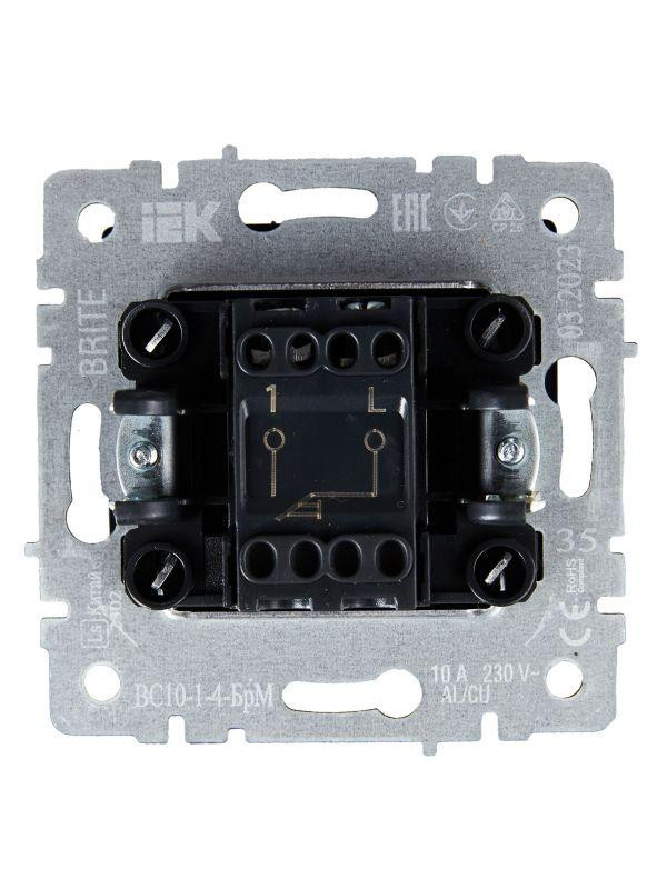 Выключатель 1-кл. СП BRITE ВС10-1-4-БрМ 10А самовозвратн. механизм маренго IEK BR-V14-0-10-K35