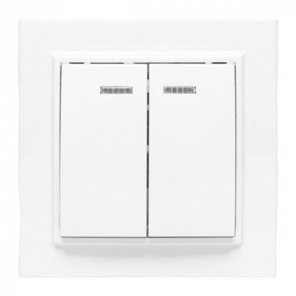Выключатель 2-кл. СП Минск 10А IP20 с индикатором бел. Basic EKF ERV10-123-10