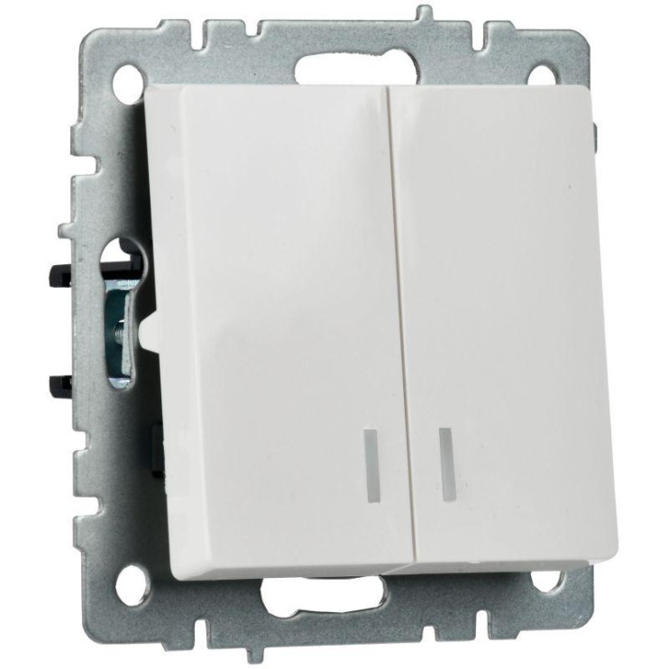 Выключатель 2-кл. СП BRITE ВС10-2-1-БрБ 10А с индик. механизм бел. IEK BR-V20-1-10-K01