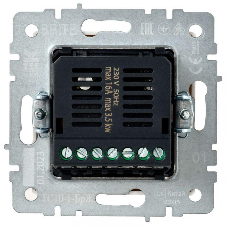 Термостат электронный с индик. BRITE СП IP20 ТС10-1-БрЖ механизм жемчуж. IEK BR-RT11-K36