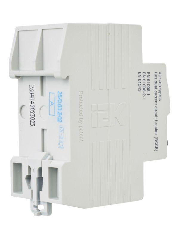 Выключатель дифференциального тока (УЗО) 2п 25А 30мА тип A ВД1-63 KARAT IEK MDV11-2-025-030