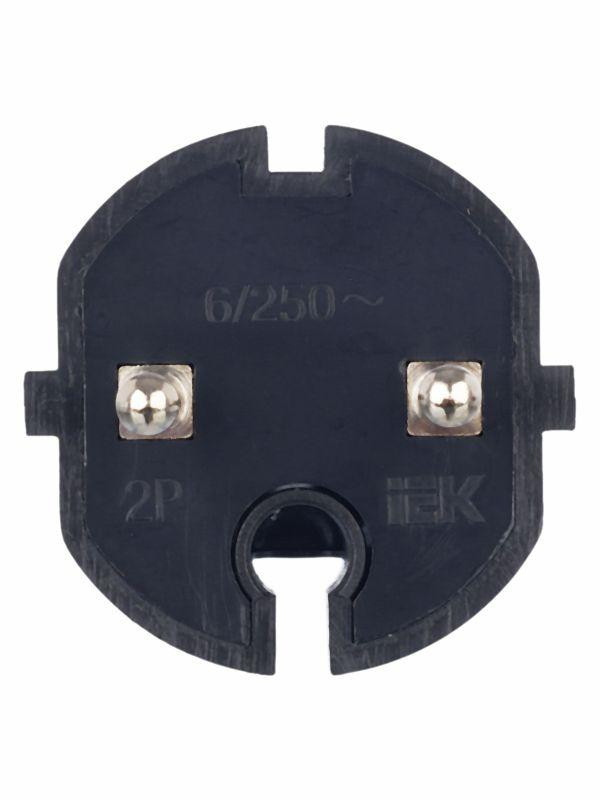 Вилка прямая ВПп20-02-Ст разборная без заземл. контакта 6А черн. IEK EVP20-06-01-K02