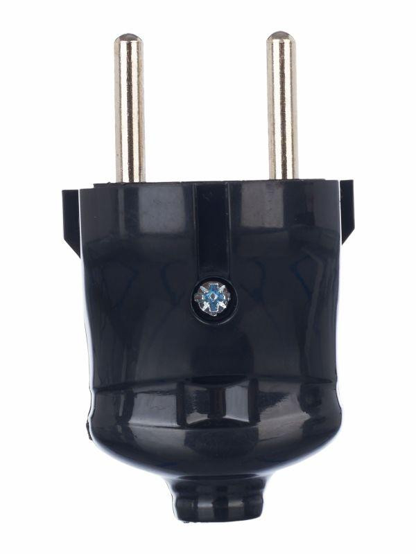 Вилка прямая ВПп20-02-Ст разборная без заземл. контакта 6А черн. IEK EVP20-06-01-K02