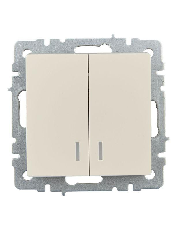 Выключатель 2-кл. СП BRITE ВС10-2-1-БрКр 10А с индик. механизм беж. IEK BR-V20-1-10-K10