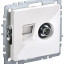 Розетка компьютерная + телевизионная 2-м Brite РТВ/РК12-БрБ RJ45 кат.5E + TV механизм бел. IEK BR-AK20-1-K01