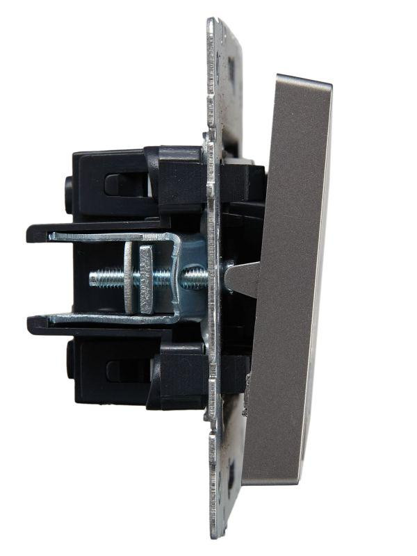 Выключатель 2-кл. СП BRITE ВС10-2-1-БрС 10А с индик. механизм сталь IEK BR-V20-1-10-K46