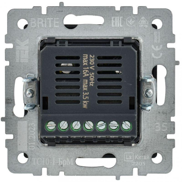 Термостат электронный с индик. BRITE СП IP20 ТС10-1-БрМ механизм маренго IEK BR-RT11-K35