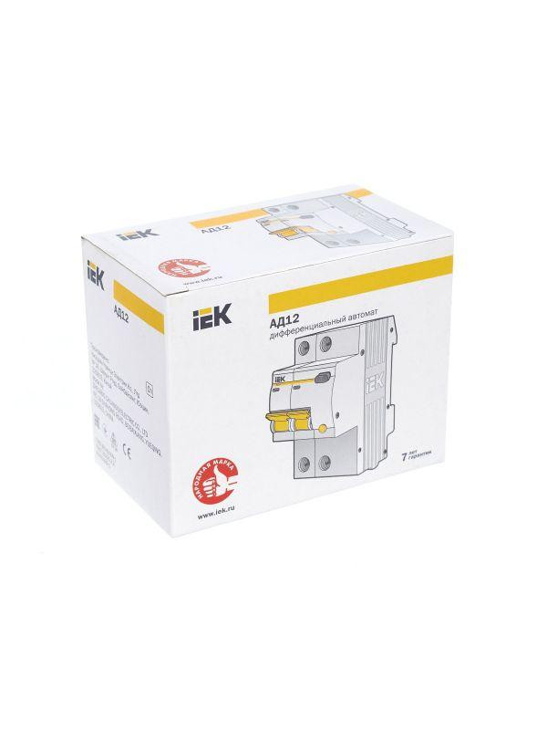 Выключатель автоматический дифференциального тока 2п C 25А 30мА тип AC 4.5кА АД-12 KARAT IEK MAD10-2-025-C-030