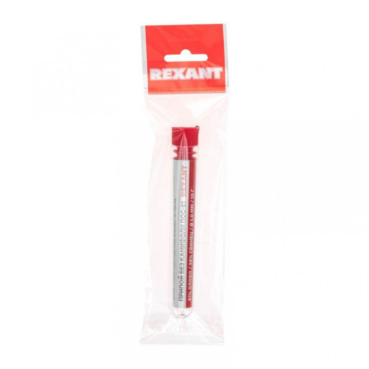 Припой без канифоли ПОС-61 10г d1.0мм (Sn61 Pb39) колба Rexant 09-3093