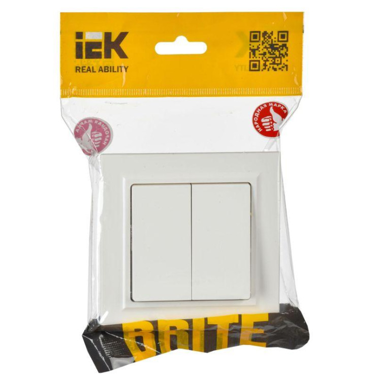 Выключатель проходной 2-кл. СП BRITE ВС10-2-6-БрБ 10А механизм бел. IEK BR-V22-0-10-K01
