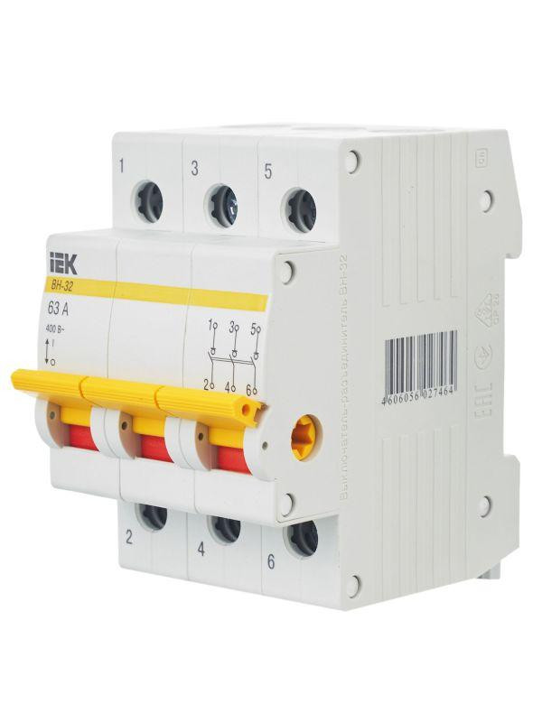 Выключатель нагрузки (мини-рубильник) 3п 63А ВН-32 KARAT IEK MNV10-3-063