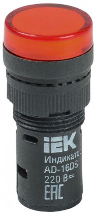 Лампа светосигнальная AD16DS d16мм 230В AC красн. KARAT IEK BLS10-ADDS-230-K04-16