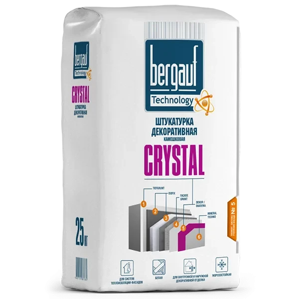 Штукатурка BERGAUF Crystal 2.5-3мм декоративная камешковая ЗИМА 25кг купить цена ТД АЛЬФА