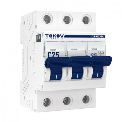 Выключатель автоматический модульный 3п C 25А 6кА PRIZMA TOKOV Electric TKE-PZ60-MCBI-3-25-C