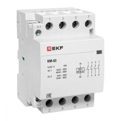 Контактор модульный КМ 63А 4NО 3 мод. 184-253В EKF km-3-63-40