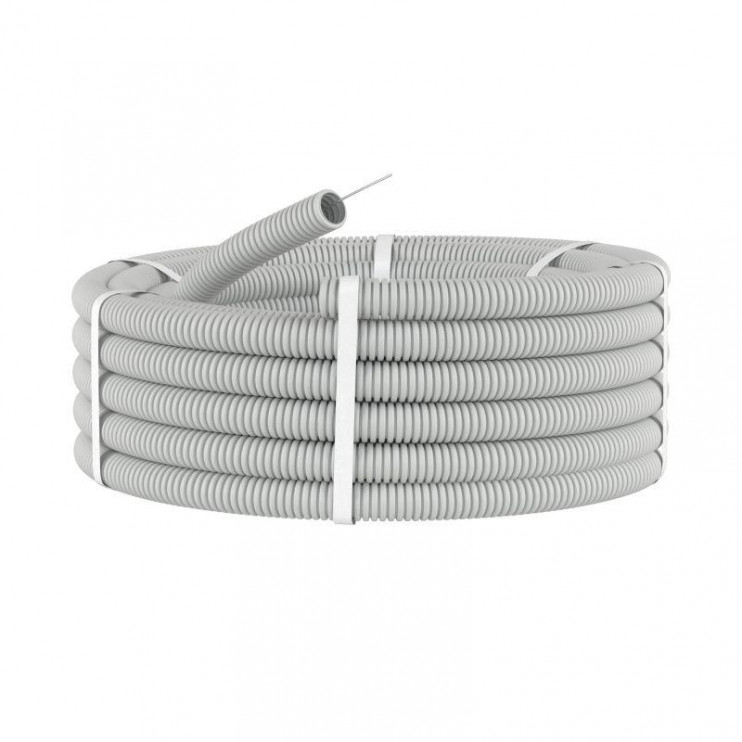 Труба гофрированная ПВХ гибкая легкая d40мм с протяжкой сер. (уп.20м) DKC 91940