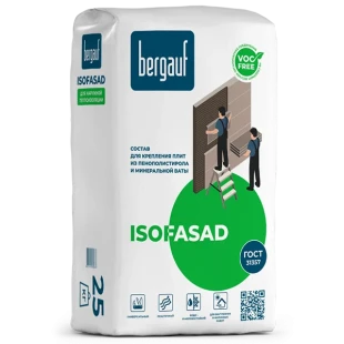 Клей BERGAUF Isofasad для пенополистирола и минваты ЗИМА 25кг