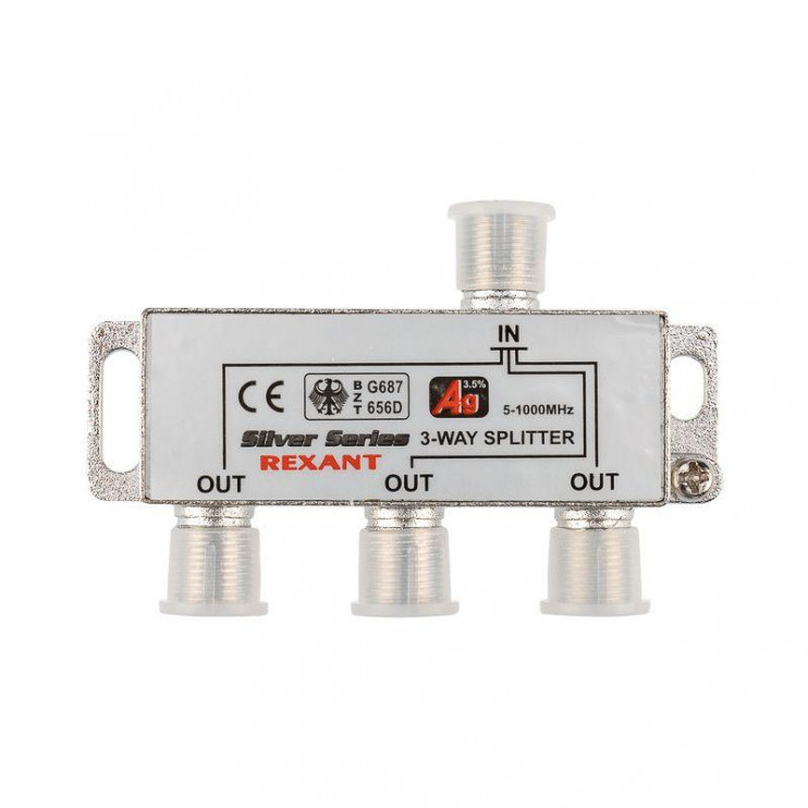 Делитель ТВ "краб" х3+4шт F "BOX" 5-1000 МГц "Silver" Rexant 05-6102