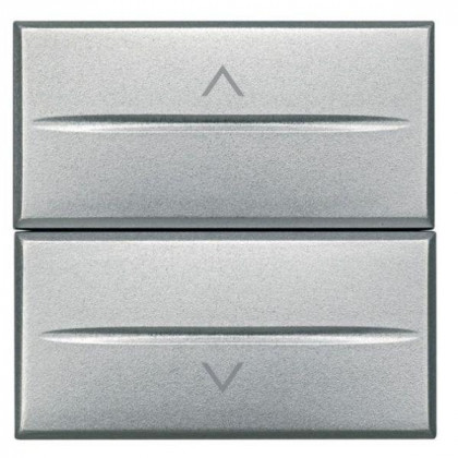 Выключатель для жалюзи кнопочный 2-кл. 2мод. Axolute Axial 10А 250В 1Р(NO)+ 1Р(NO) алюм. Leg BTC HC4037/2