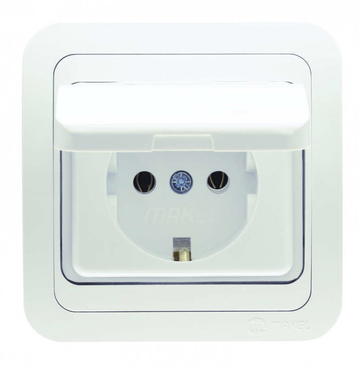 Розетка 1-м СП Mimoza 16А IP20 с крышкой бел./бел. Makel 12029