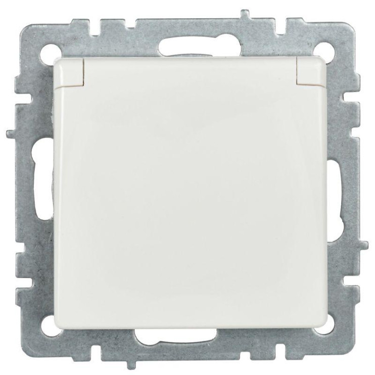 Розетка BRITE РСбш10-3-БрБ 16А IP20 с заземл. защ. шторки с крышкой механизм бел. IEK BR-R16-16-K01