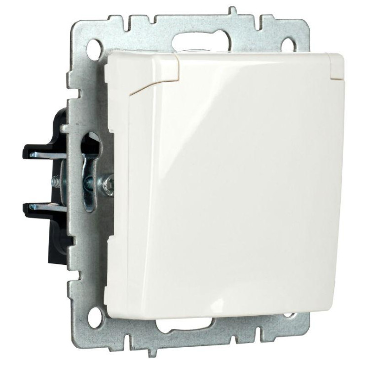 Розетка BRITE РСбш10-3-БрБ 16А IP20 с заземл. защ. шторки с крышкой механизм бел. IEK BR-R16-16-K01