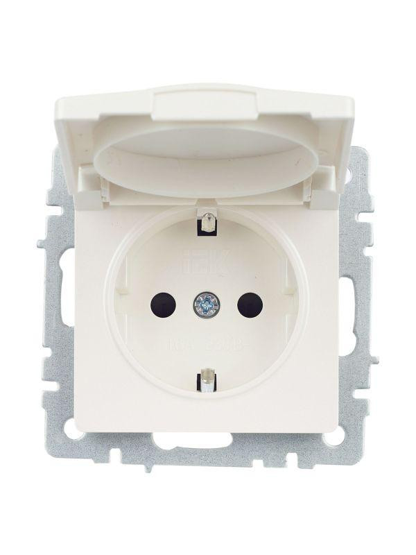 Розетка BRITE РСбш10-3-БрЖ 16А IP20 с заземл. защ. шторки с крышкой механизм жемчуж. IEK BR-R16-16-K36