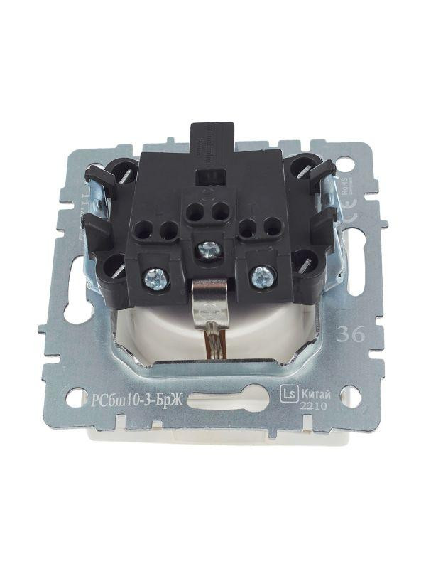 Розетка BRITE РСбш10-3-БрЖ 16А IP20 с заземл. защ. шторки с крышкой механизм жемчуж. IEK BR-R16-16-K36