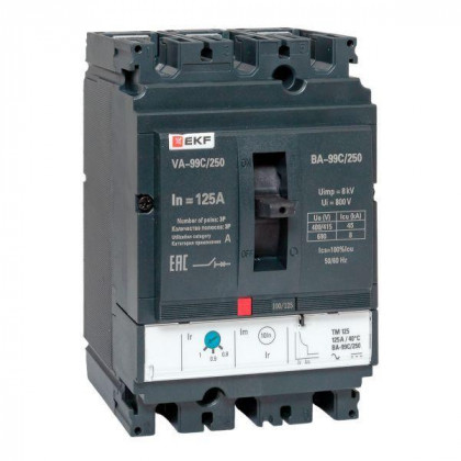Выключатель автоматический 3п 250/125А 45кА ВА-99C Compact NS PROxima EKF mccb99C-250-125