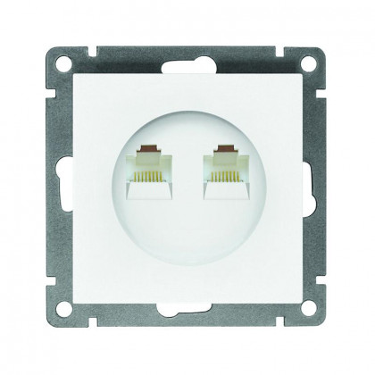 Розетка компьютерная 2-м СП Афина RJ45 кат.5E механизм бел. Universal A1086