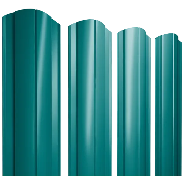 Штакетник круглый с фигурным резом 0,45х128x1800мм GRAND LINE RAL 5021