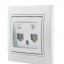 Розетка компьютерная + телефонная 2-м СП Mira RJ45 + RJ11 сер. метал. LEZARD 701-1010-143