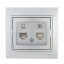 Розетка компьютерная + телефонная 2-м СП Mira RJ45 + RJ11 сер. метал. LEZARD 701-1010-143