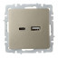 Розетка BRITE USB A+C 18Вт РЮ11-1-БрШ механизм шампань IEK BR-U22-018-K37
